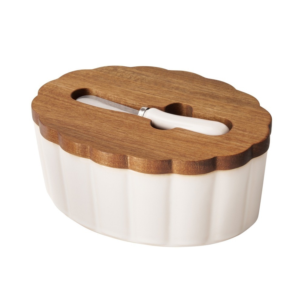 The Pioneer Woman Colette Stoneware Butter Dish, White